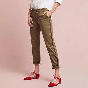 Anthropologie Chinos relaxed fit 30, soft olive with green stripe